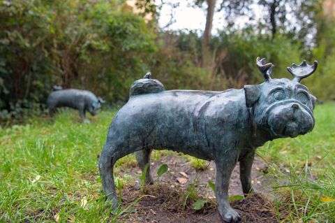 In Brandenburg an der Havel stehen 27 "Waldmöpse" - eine Erfindung des Humoristen Loriots. Er hatte in seinem Sketch "Tierstunde