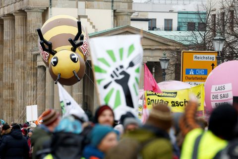 Demonstration am Rande der Grünen Woche im Jahr 2023