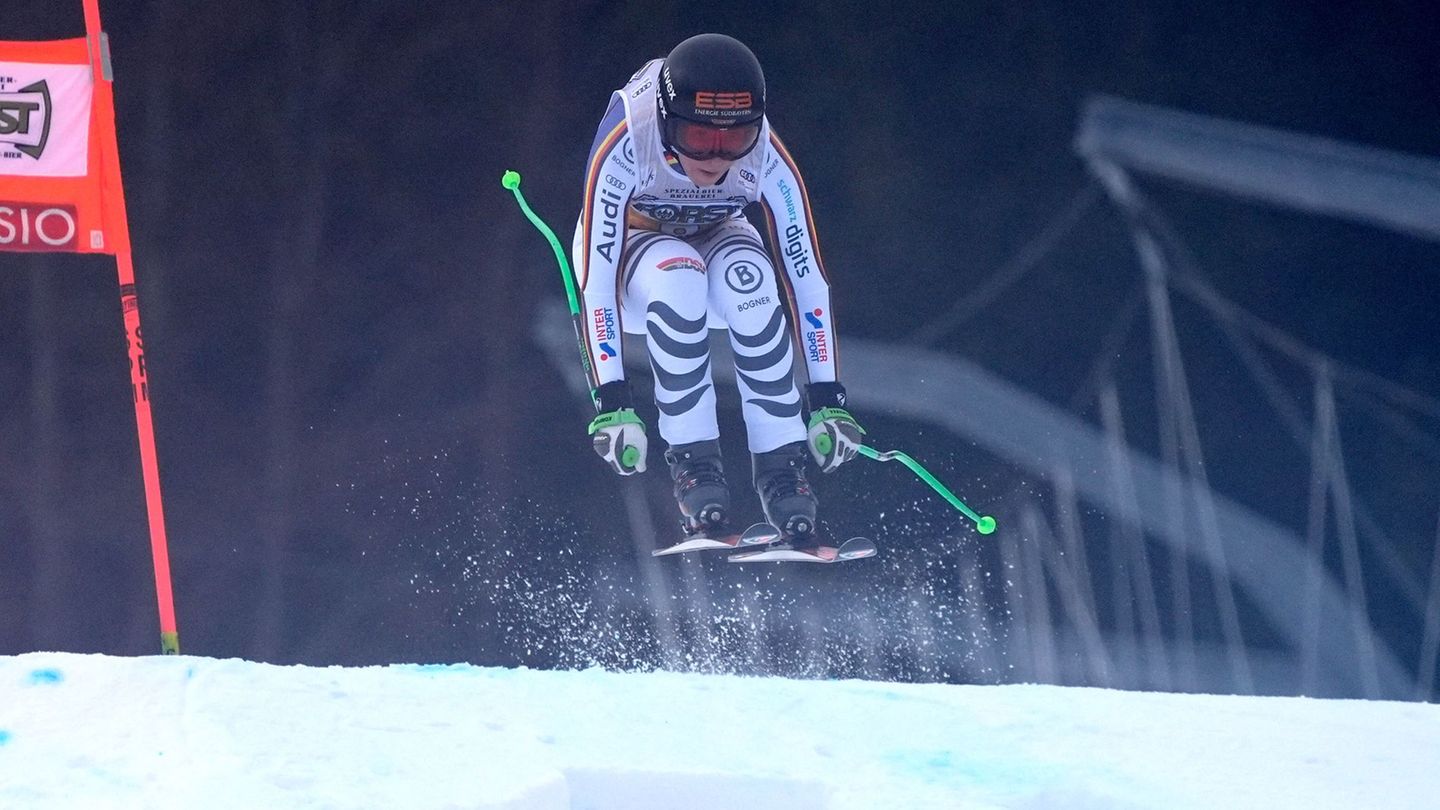Kira Weidle-Winkelmann zeigte in der Abfahrt von Tarvisio eine starke Vorstellung. Foto: Giovanni Auletta/AP/dpa