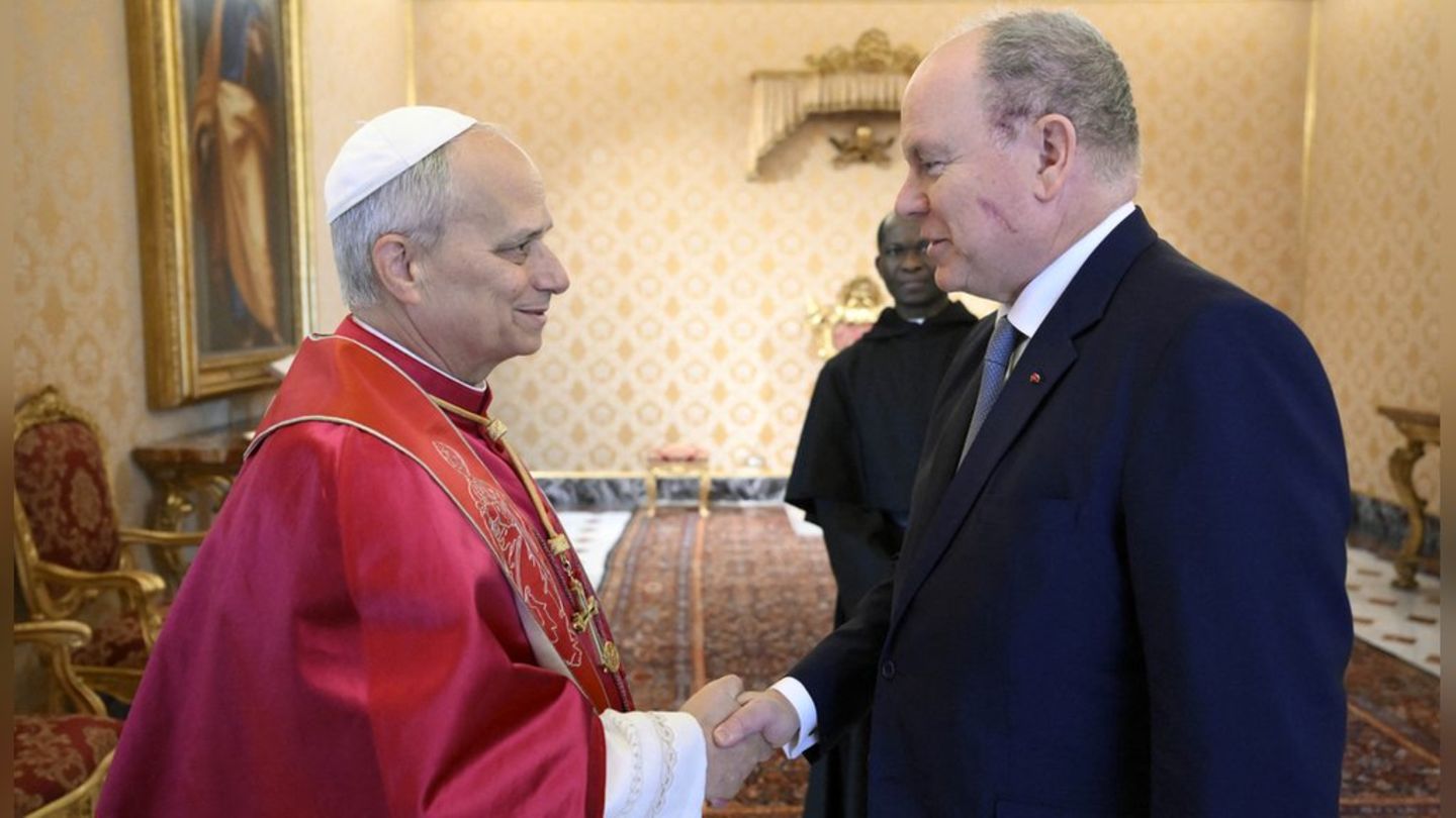 Papst Leo empfing Fürst Albert, der auf der Wange eine sichtbare Narbe trug.