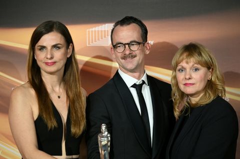 Janine Jackowski, Jonas Dornbach und Maren Ade bei der Preisverleihung
