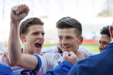 Doppeltorschütze in Münster: KSC-Kapitän Marvin Wanitzek. Foto: Friso Gentsch/dpa