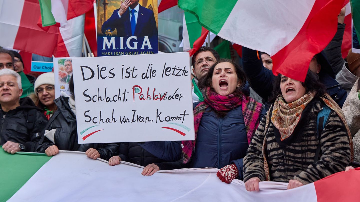 Auf einer Kundgebung in Hamburg forderten oppositionelle Iraner die Machtübernahme des Shah-Sohns Reza Pahlavi. Foto: Georg Wend