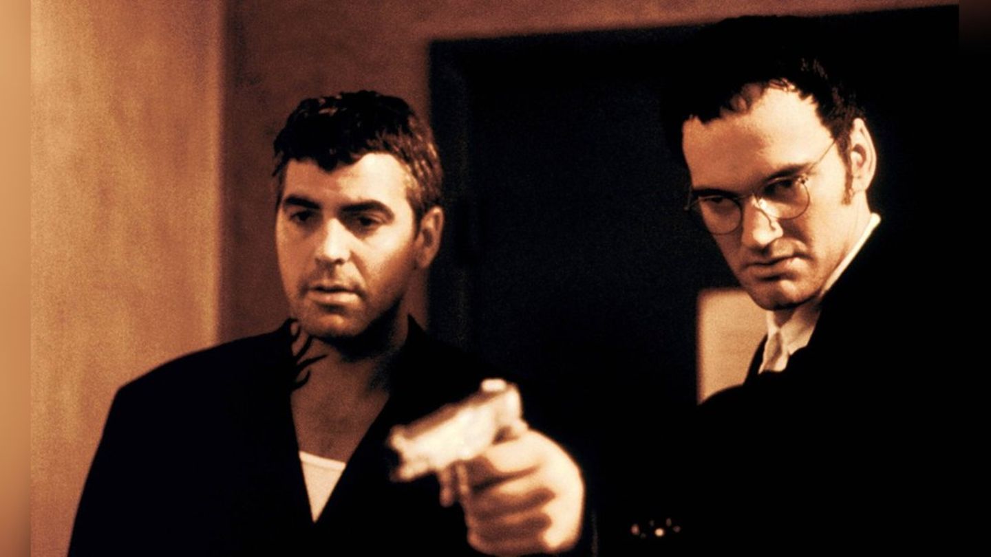 George Clooney (l.) und Quentin Tarantino als ungleiches Brüderpaar Seth und Richard Gecko in "From Dusk Till Dawn".
