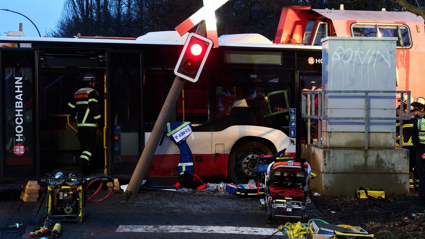 Die Lok und der Bus kollidierten an einem unbeschrankten Bahnübergang im Stadtteil Wilhelmsburg. (Archivbild) Foto: Marcus Golej