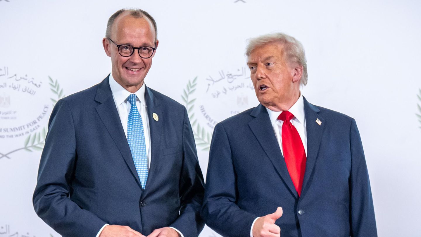 Friedrich Merz traf Donald Trump im vergangene Jahr unter anderem beim Gazagipfel in Scharm El Scheich in Ägypten