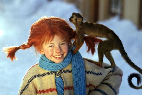 Pippi Langstrumpf mit Affe