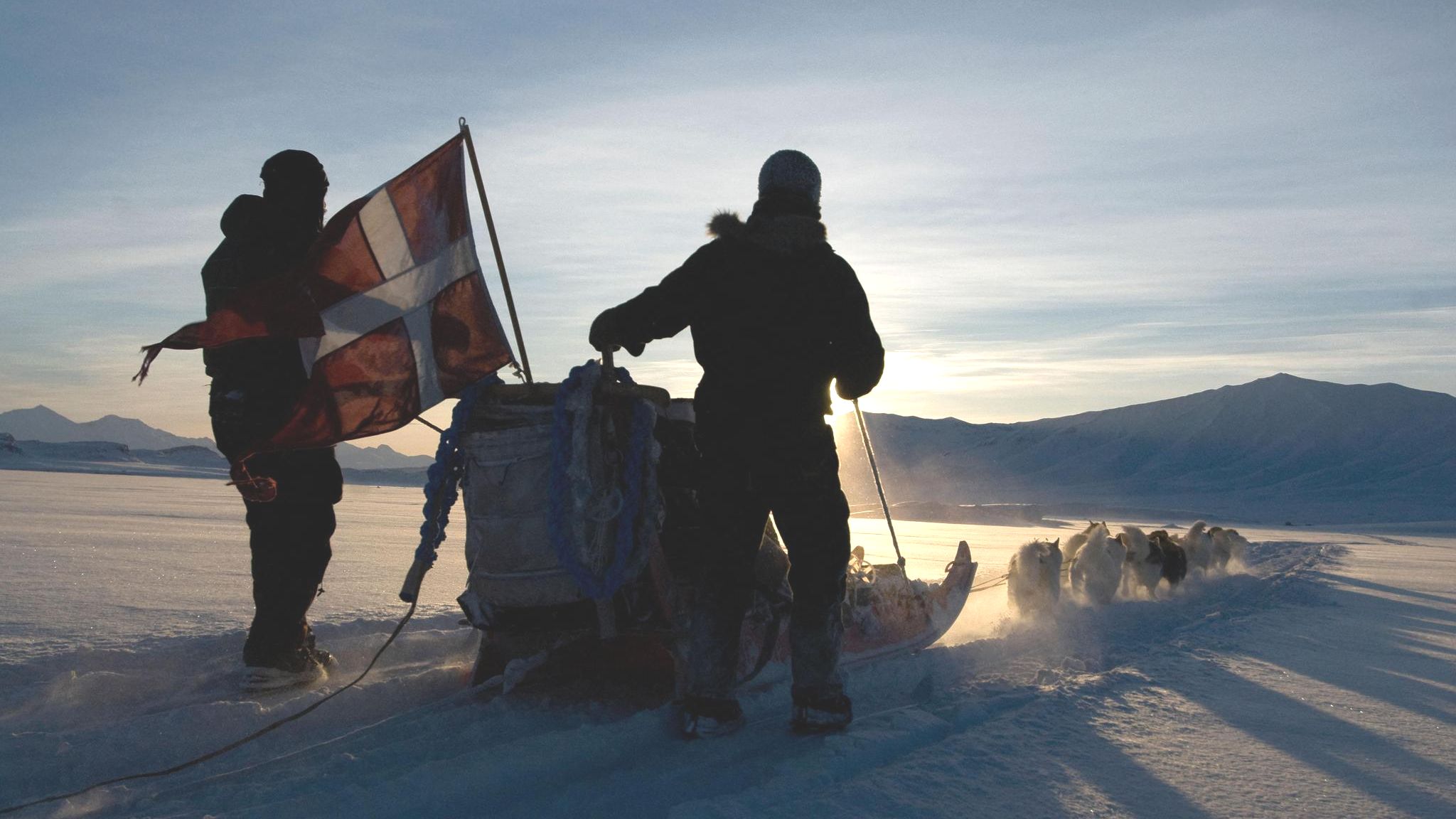 Grönland Zwei Männer mit Schlitten