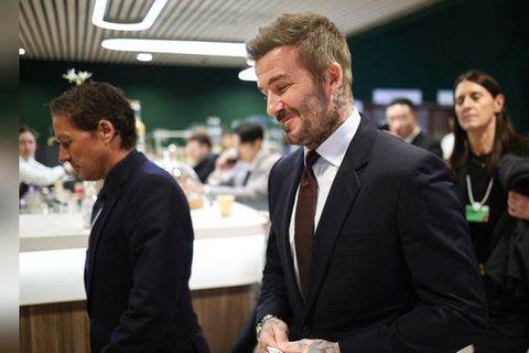 David Beckham ignorierte am Dienstag in Davos Fragen zu seinem Sohn Brooklyn.