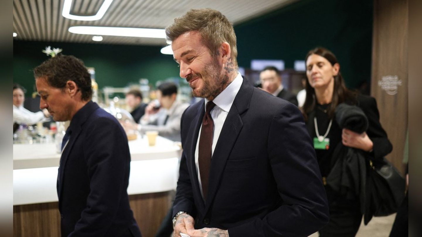 David Beckham ignorierte am Dienstag in Davos Fragen zu seinem Sohn Brooklyn Beckham