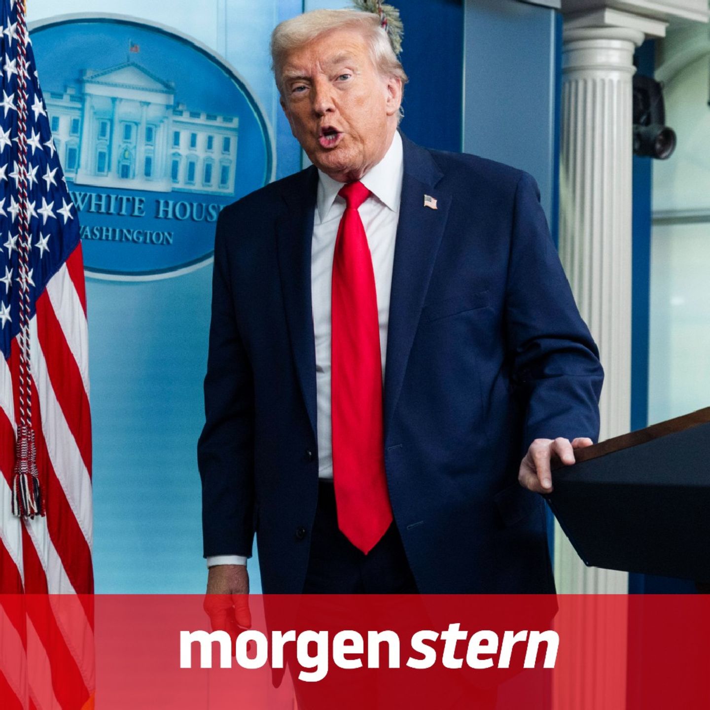 Donald Trump vor seiner Abreise nach Davos im Weißen Haus