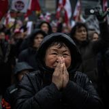 Menschen protestieren in Grönland