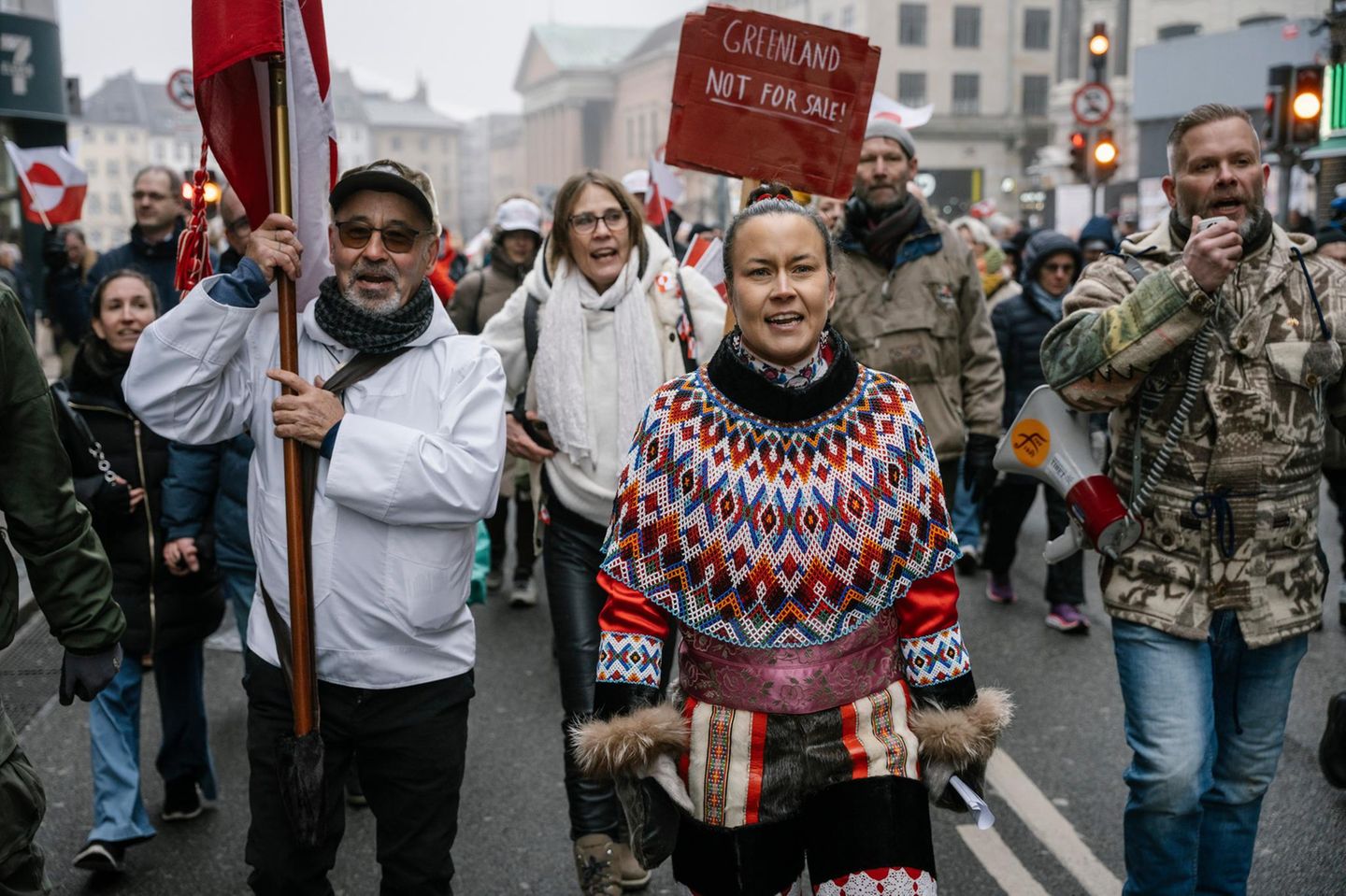 Demonstration in Kopenhagen, Dänemark, zur Unterstützung Grönlands