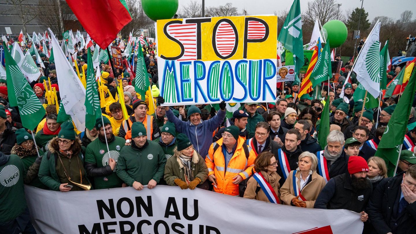Landwirte protestieren in Straßburg gegen den Mercosur-Deal der EU