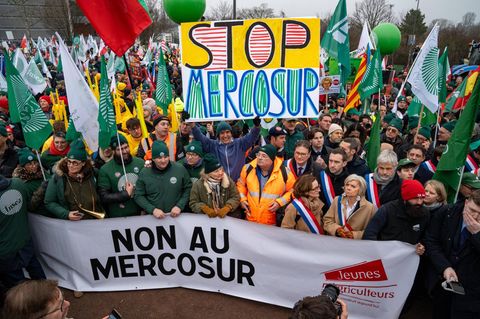 Landwirte protestieren in Straßburg gegen den Mercosur-Deal der EU
