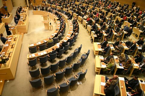 Blick in schwedisches Parlament in Stockholm