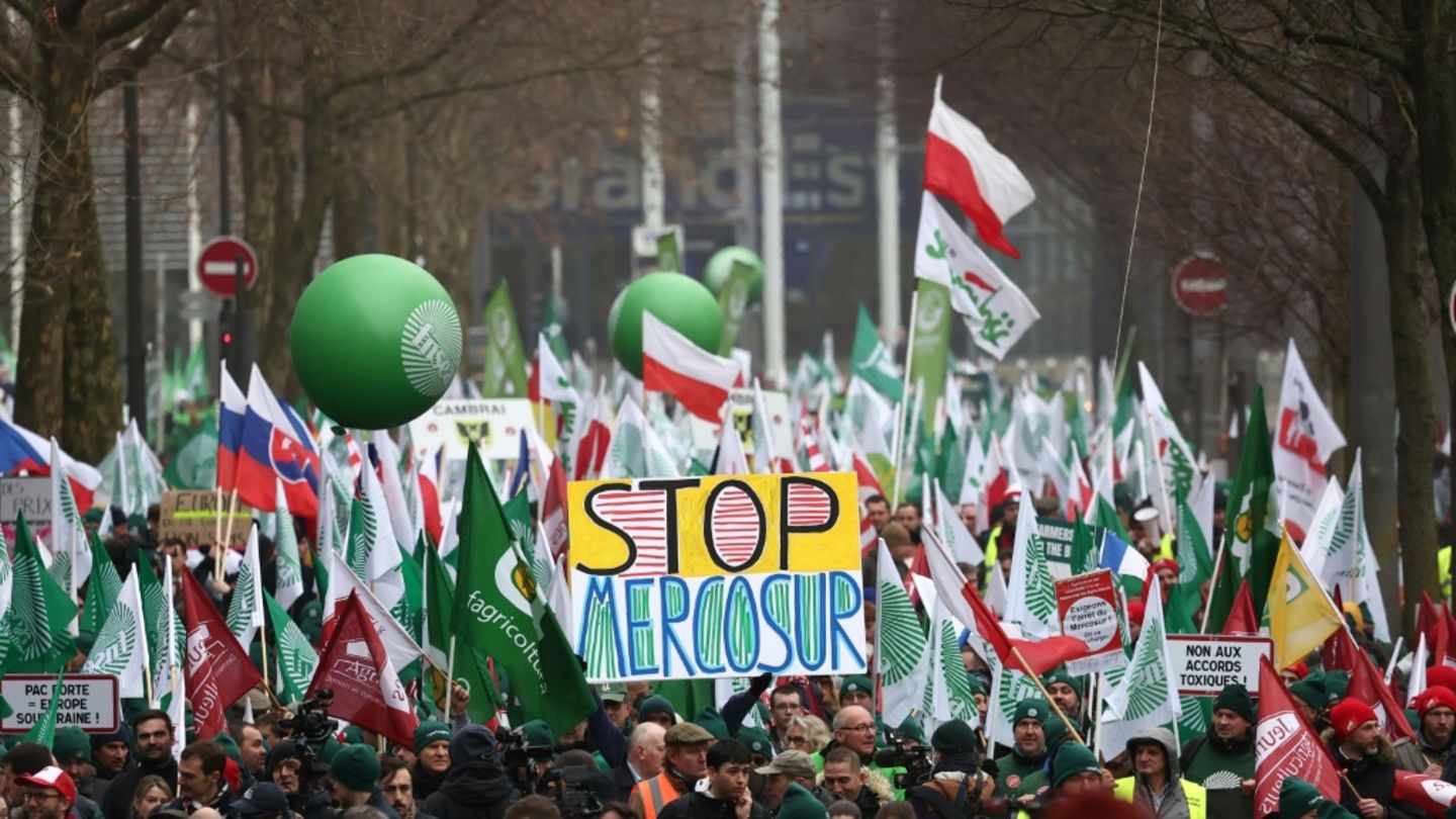 Protest von Landwirten gegen das Abkommen in Straßburg