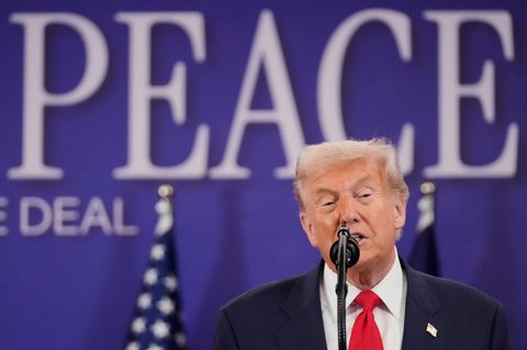 Präsident Donald Trump spricht im Oktober 2025 während einer Unterzeichnungszeremonie am Rande des Asean-Gipfels