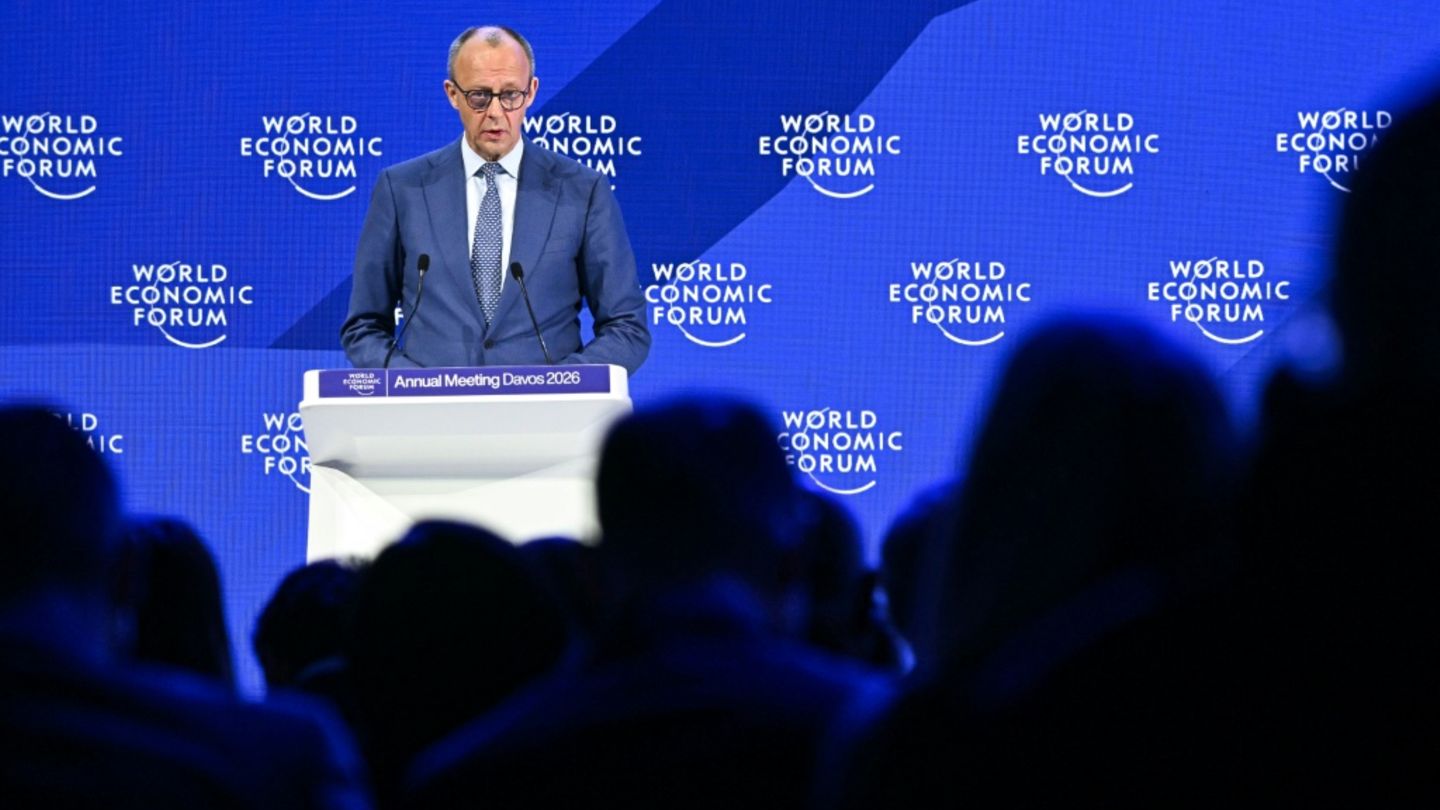 Bundeskanzler Friedrich Merz bei seiner Rede in Davos