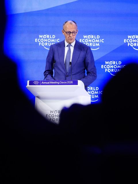 Bei seiner Rede auf dem Weltwirtschaftsforum wirkt Friedrich Merz nicht entspannt