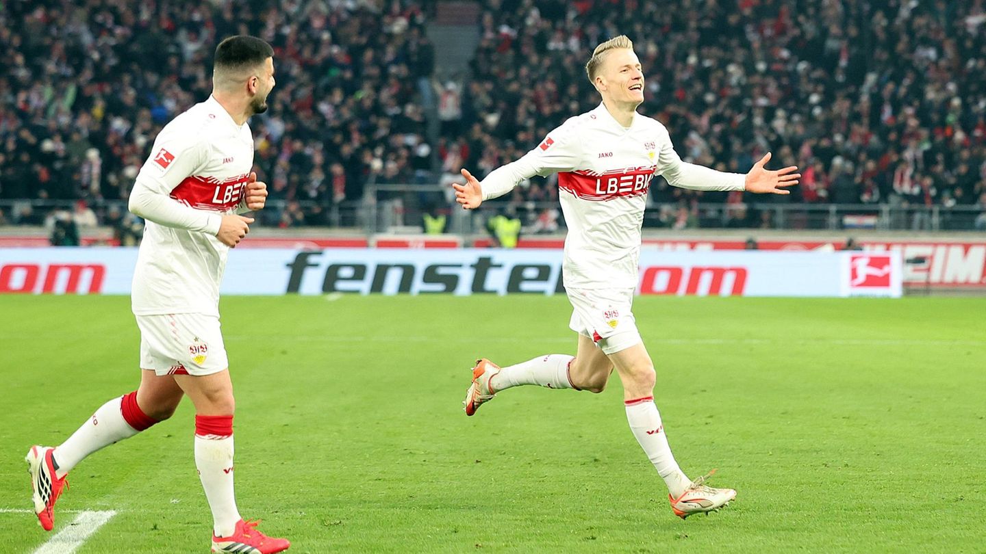 Deniz Undav und Chris Führich (v.l.) treffen mit dem VfB Stuttgart in der Europa League auf AS Rom