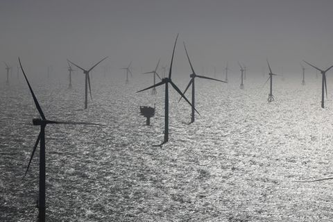Ein Offshore-Windpark vor Helgoland