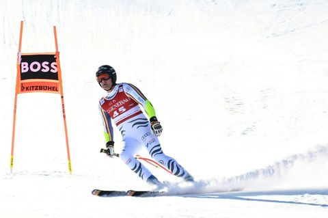Routinier Romed Baumann scheidet im Super-G von Kitzbühel aus. Foto: Barbara Gindl/APA/dpa