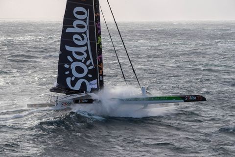 Die Sodebo war so schnell wie noch kein Boot zuvor. (Archivbild) Foto: Alexis Courcoux/Brest Atlantiques/dpa