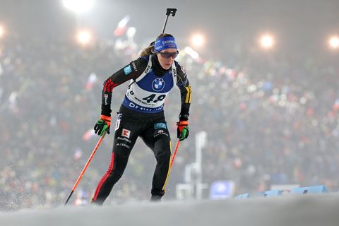Franziska Preuß auf der Strecke in Nove Mesto. Foto: Libor Plíhal/CTK/dpa