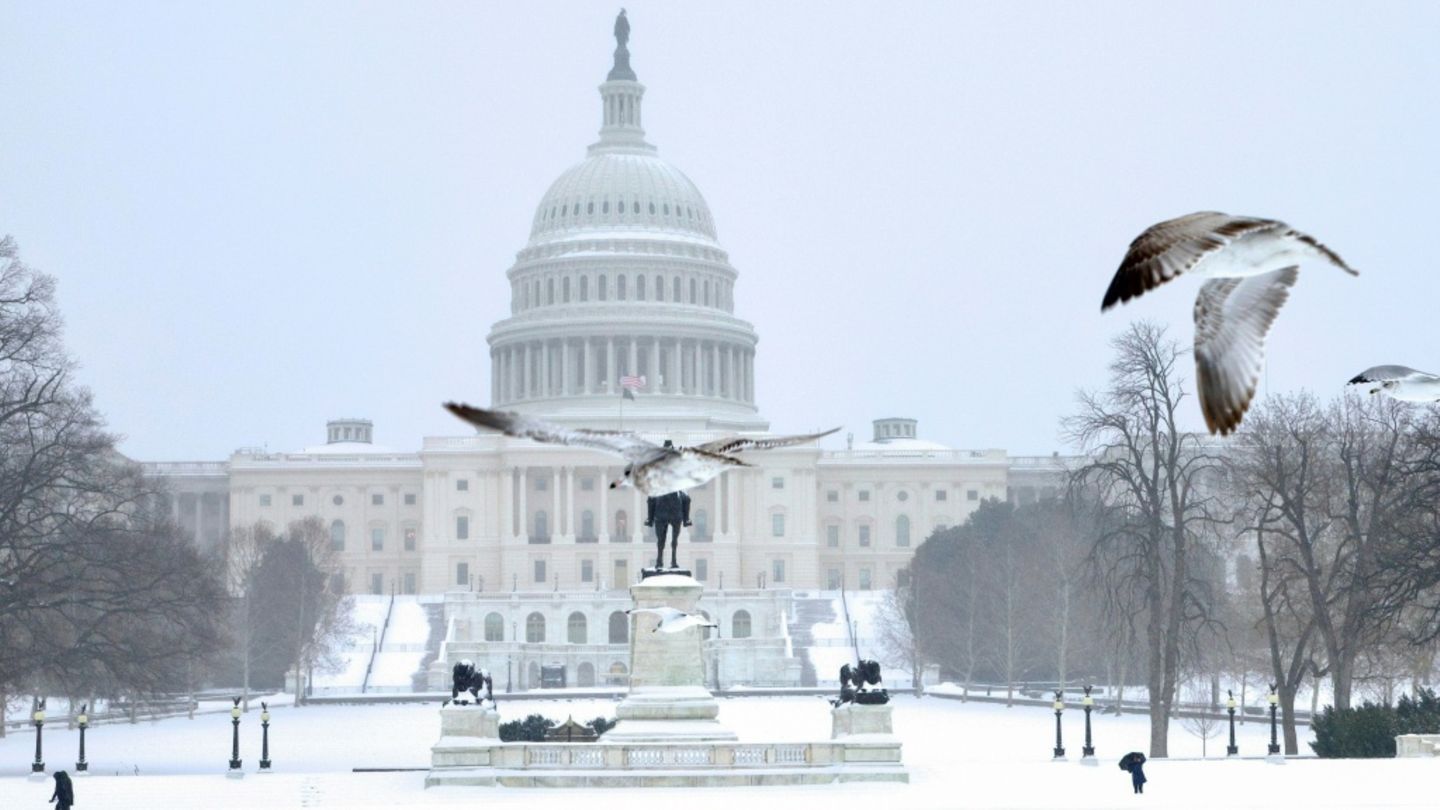 Schnee in der US-Hauptstadt Washington während des Wintersturms