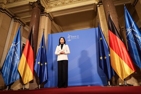 Bundeswirtschaftsministerin Katherina Reiche (CDU) empfängt Kolleginnen und Kollegen aus Nordseeanrainerstaaten im Hamburger Rat