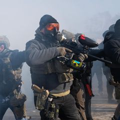 ICE Beamte während der Demonstration