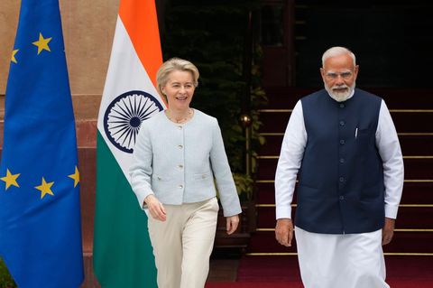 EU-Kommissionspräsidentin Ursula von der Leyen und Indiens Premierminister Narendra Modi