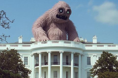 Donald Trump als Monster im Weißen Haus