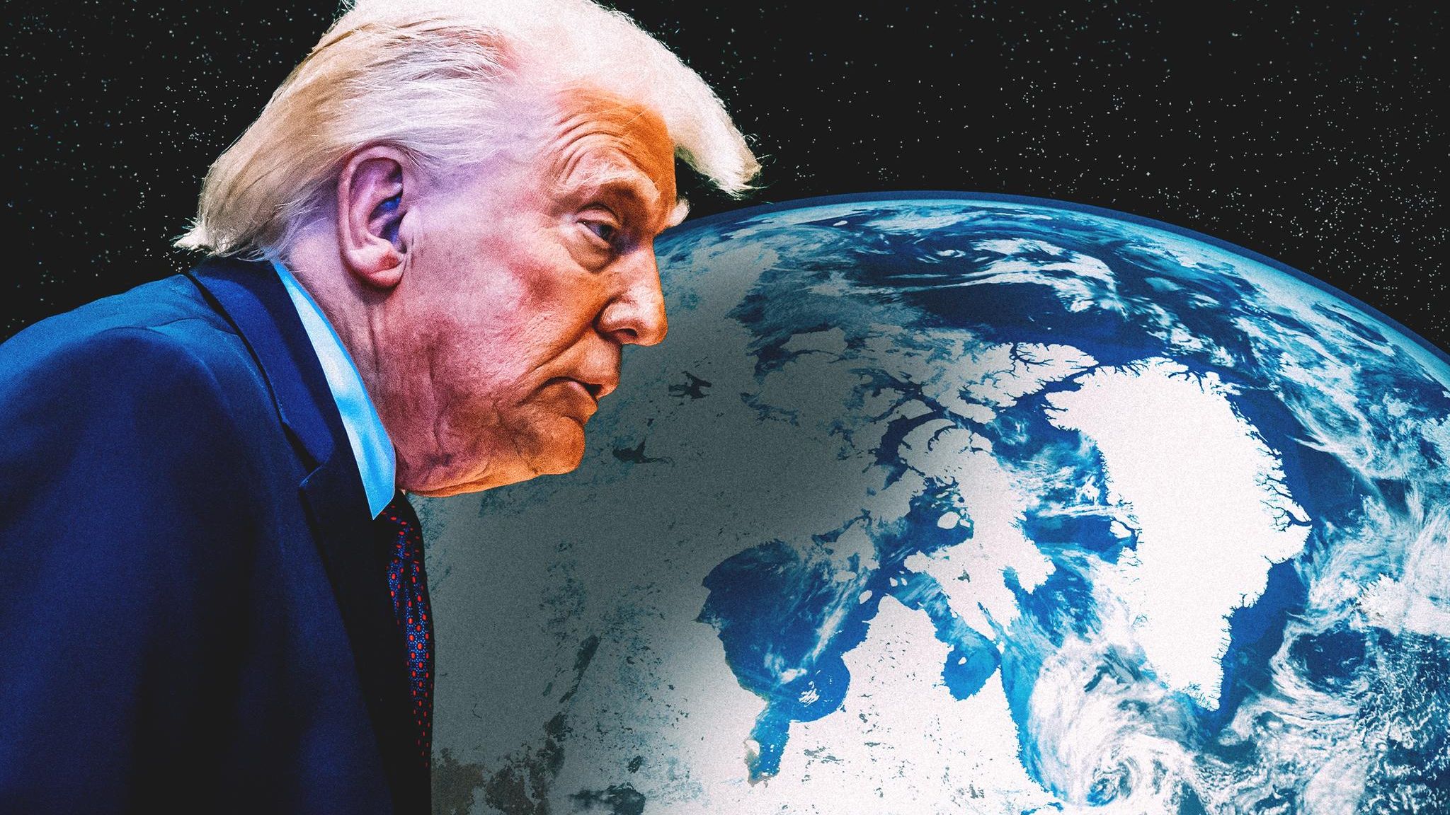 Präsident Trump vor einer Weltkugel