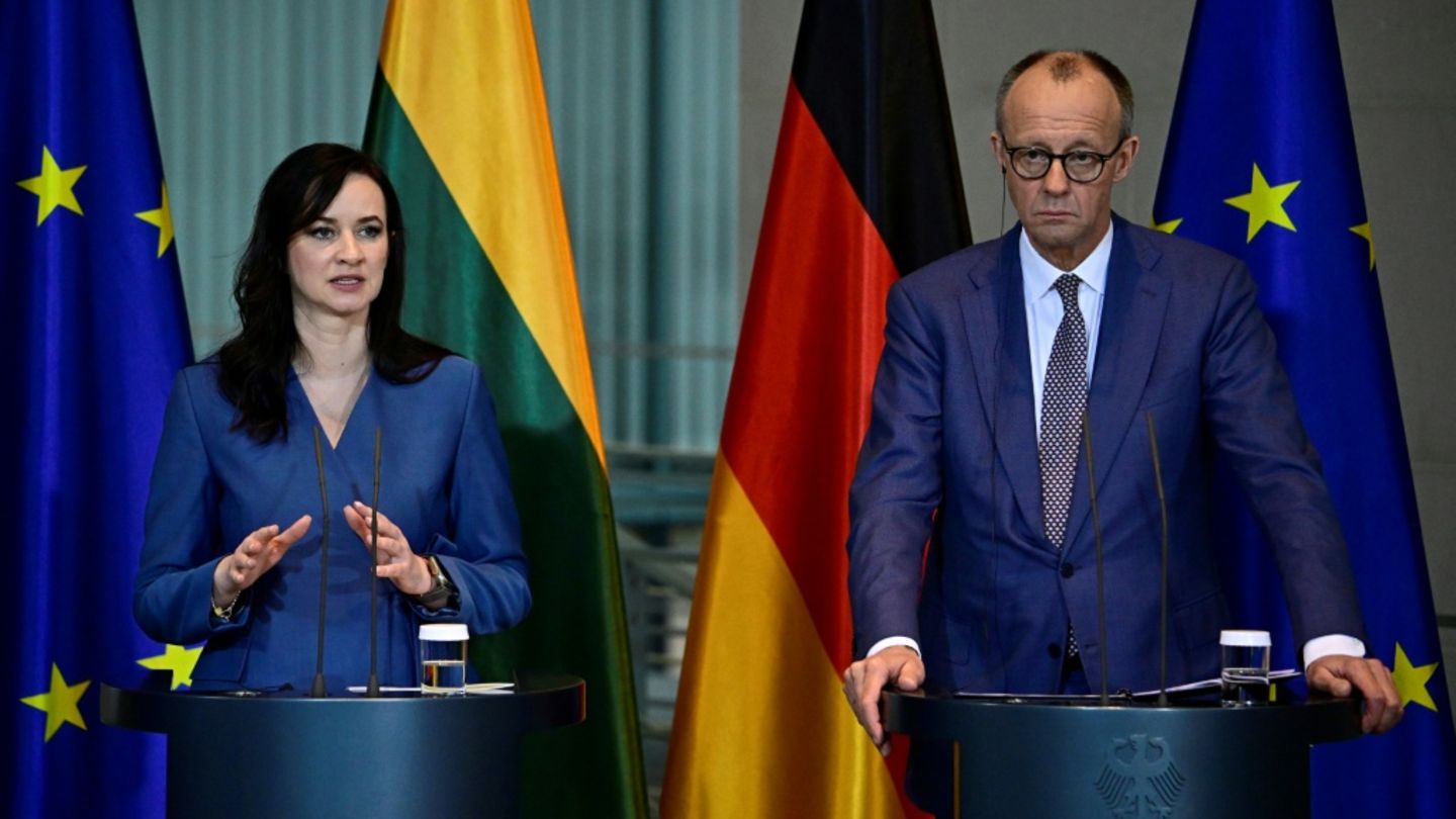 Litauens Regierungschefin Ruginiene und Bundeskanzler Merz am Donnerstag in Berlin