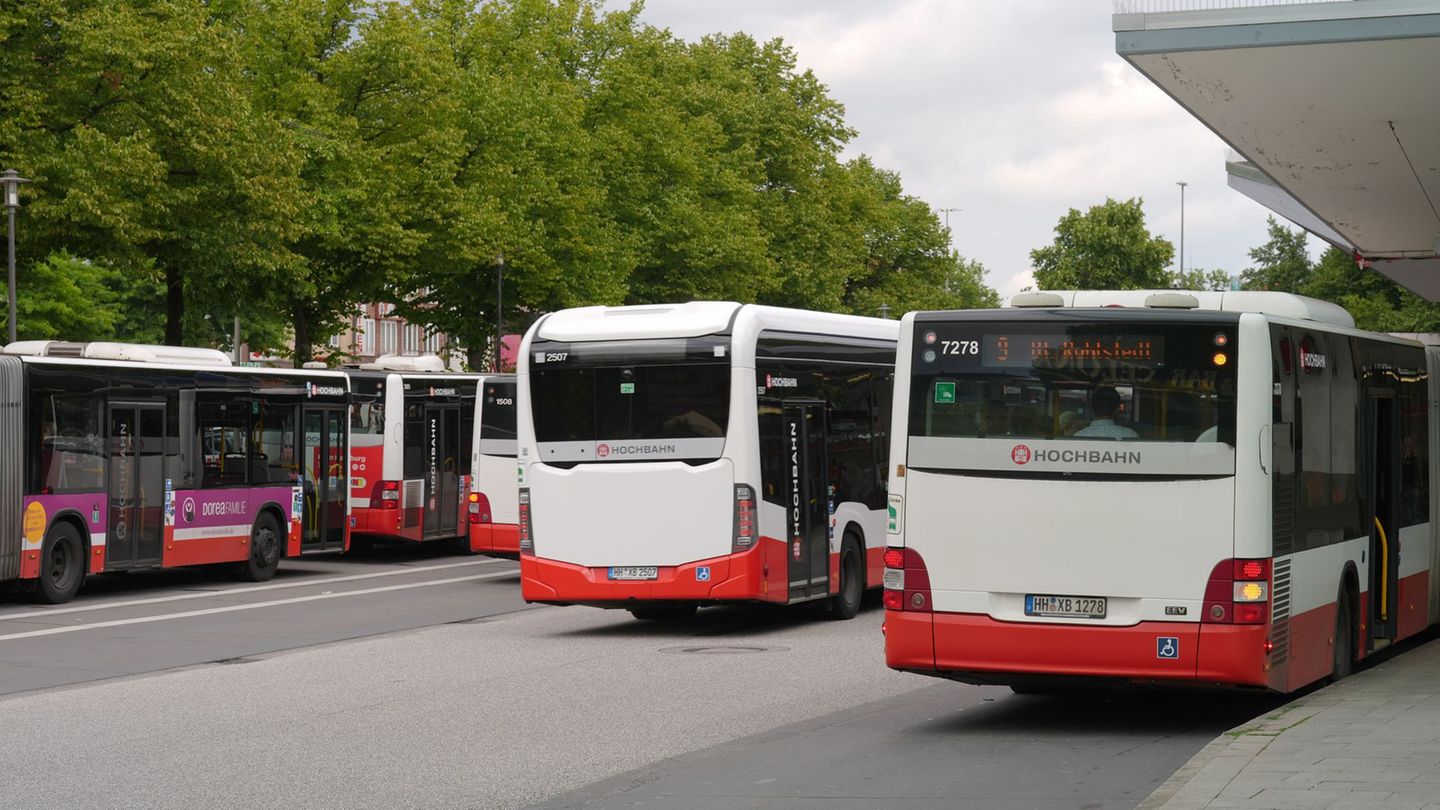 Busse und U-Bahnen der Hochbahn und der Verkehrsbetriebe Hamburg-Holstein (VHH) bleiben am Montag in Hamburg wegen eines 24-stün