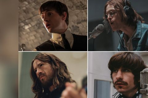 Paul Mescal als Paul McCartney, Harris Dickinson als John Lennon, Joseph Quinn als George Harrison und Barry Keoghan als Ringo