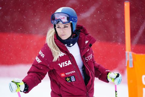 Lindsey Vonn bei der Besichtigung der Abfahrt in Crans-Montana am Freitag. Foto: Pier Marco Tacca/AP/dpa