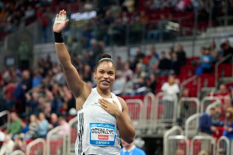Kugelstoßerin Yemisi Ogunleye gewinnt in Nordhausen. (Archivbild) Foto: Bernd Thissen/dpa