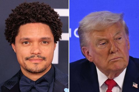 Donald Trump (r.) droht Trevor Noah.
