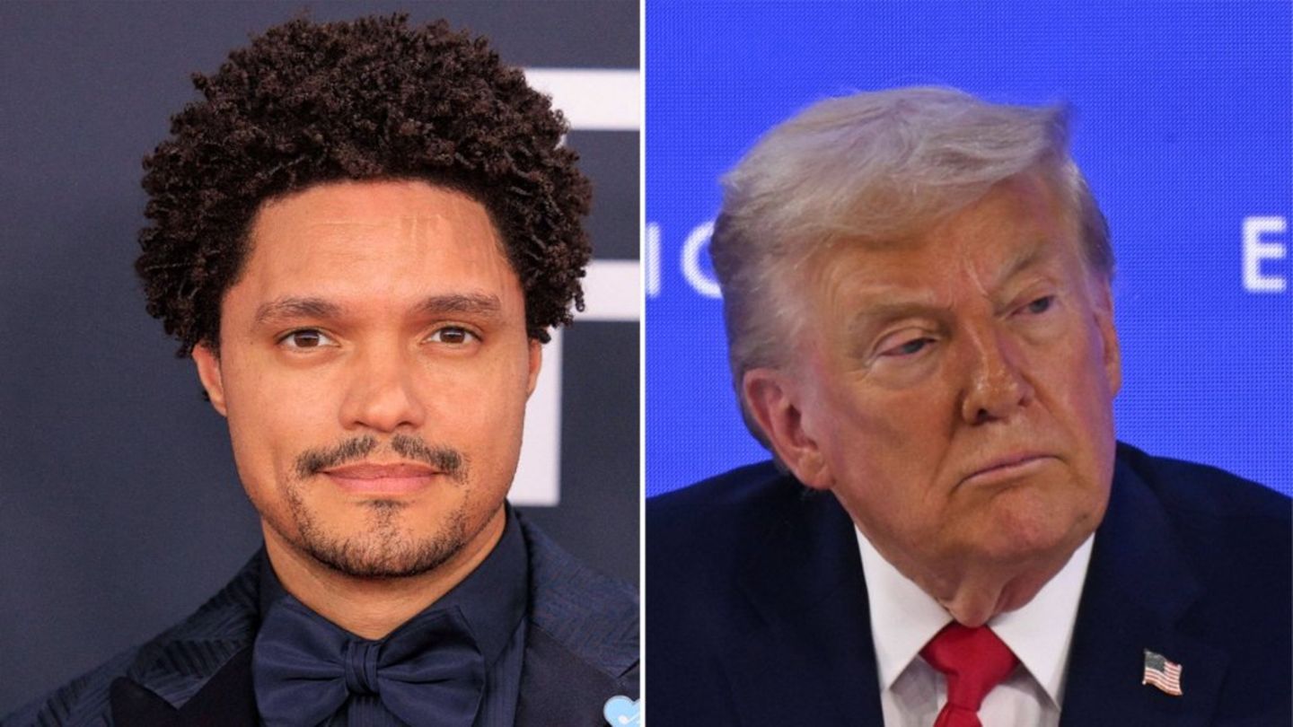 Donald Trump (r.) droht Trevor Noah.