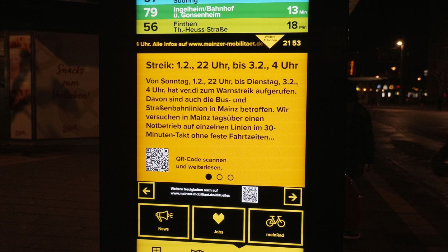 Wegen eines Warnstreiks im öffentlichen Nahverkehr müssen auch in Mainz im Tagesverlauf die Fahrgäste von Bussen und Straßenbahn