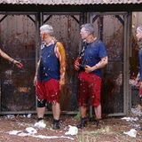 Hinterher sind die vier Stars mit Schlotze, Federn und Insekten übersät. Gelohnt hat sich die Mühe jedoch nicht besonders: Lediglich drei Sterne haben die "kloreichen Vier" erspielt. Entsprechend schlecht ist die Sitmmung