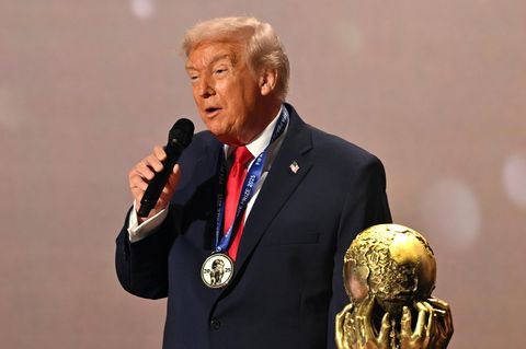 Donald Trump bei der Gruppenauslosung für die Fußball-WM