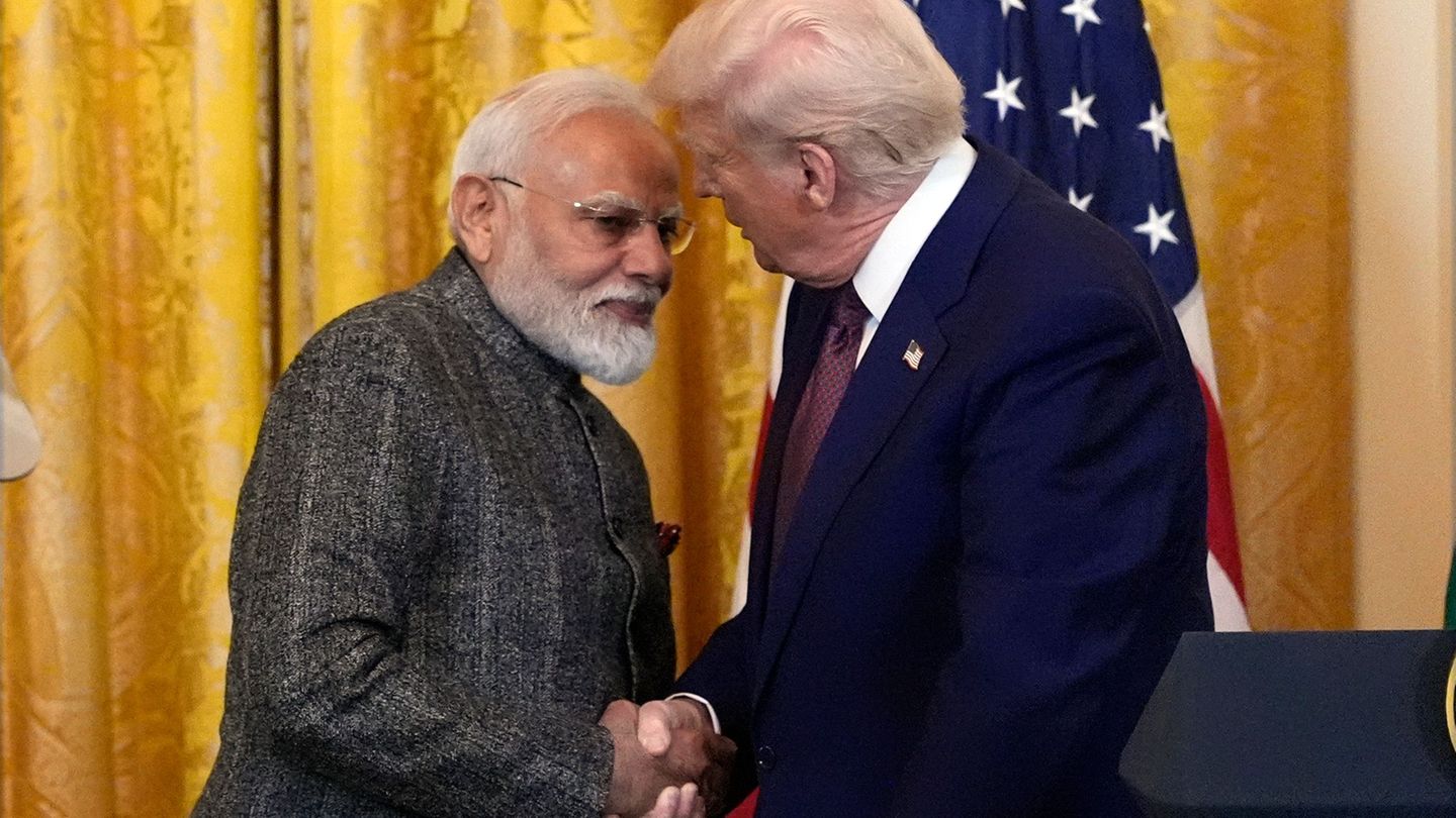 Trump spricht nach einem Telefonat mit Modi von einem Handelsdeal. (Archivbild) Foto: Alex Brandon/AP/dpa