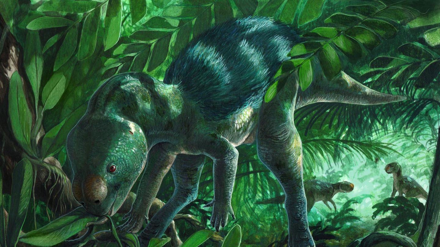 Künstlerische Darstellung des Mini-Dinosauriers Foskeia pelendonum