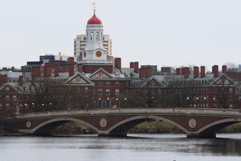 Ein Ruderer rudert den Charles River in der Nähe der Harvard University hinunter