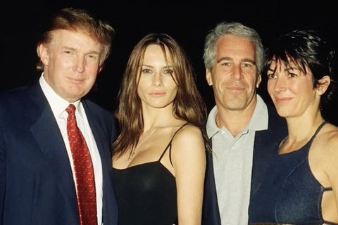 Donald Trump und Melanie mit Jeffrey Epstein und Ghislaine Maxwell