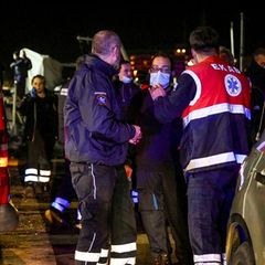 Rettungskräfte im Hafen von Chios, Griechenland